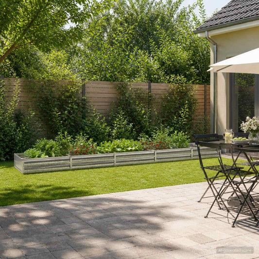 vidaXL Raised Garden Bed Silver 400 x 80 x 24 cm galvanized