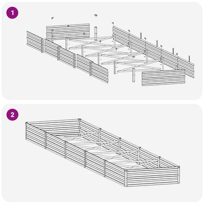 vidaXL Raised Garden Bed Ivory 400 x 80 x 24 cm cold-rolled steel