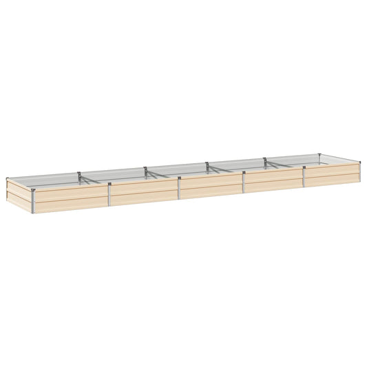 vidaXL Raised Garden Bed Ivory 400 x 80 x 24 cm cold-rolled steel