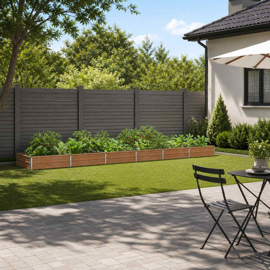 vidaXL Raised Garden Bed Wood Brown 480 x 80 x 24 cm cold-rolled steel