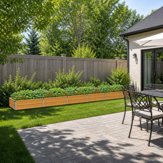 vidaXL Raised Garden Bed Natural 480 x 80 x 24 cm cold-rolled steel