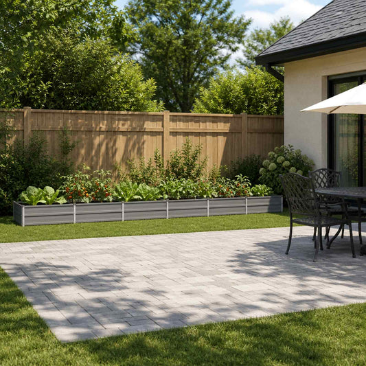 vidaXL Raised Garden Bed Grey 480 x 80 x 24 cm cold-rolled steel