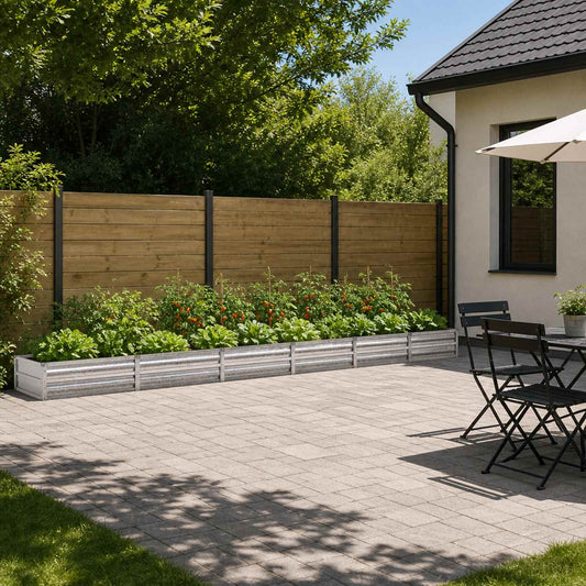 vidaXL Raised Garden Bed Silver 480 x 80 x 24 cm galvanized