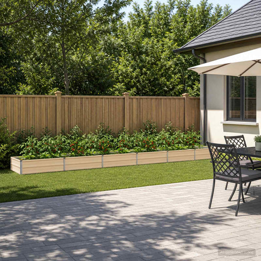 vidaXL Raised Garden Bed Ivory 480 x 80 x 24 cm cold-rolled steel