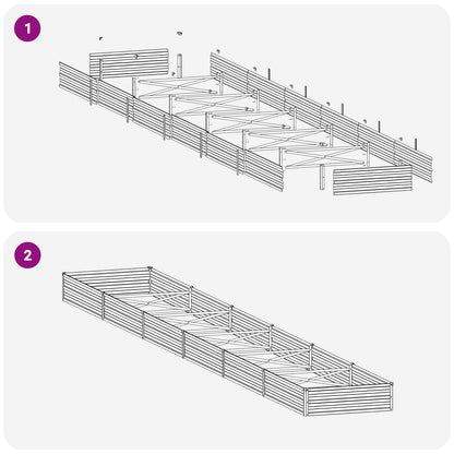 vidaXL Raised Garden Bed Natural 600 x 80 x 24 cm cold-rolled steel