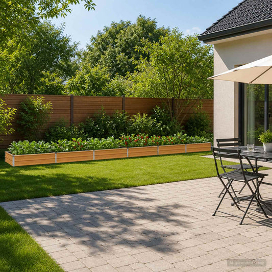 vidaXL Raised Garden Bed Natural 600 x 80 x 24 cm cold-rolled steel