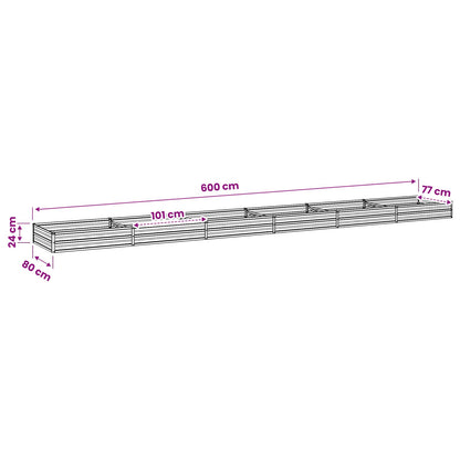 vidaXL Raised Garden Bed Grey 600 x 80 x 24 cm cold-rolled steel