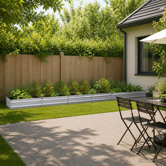 vidaXL Raised Garden Bed Silver 600 x 80 x 24 cm galvanized