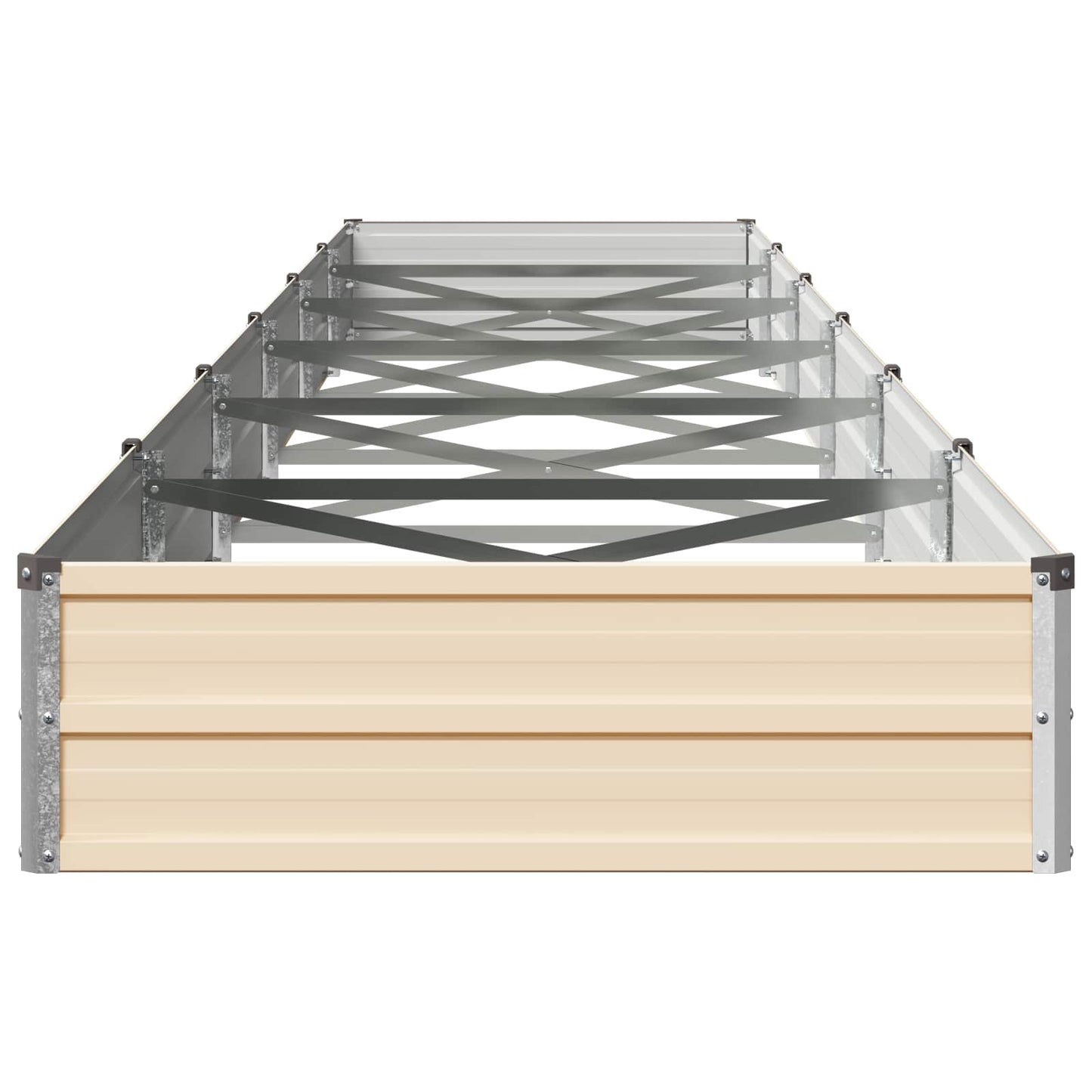 vidaXL Raised Garden Bed Ivory 600 x 80 x 24 cm cold-rolled steel