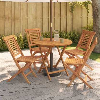vidaXL 5 Piece Folding Garden Bistro Set Natural Solid Teak Wood