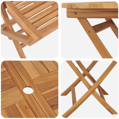 vidaXL 5 Piece Folding Garden Bistro Set Natural Solid Teak Wood