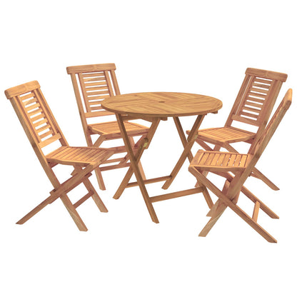 vidaXL 5 Piece Folding Garden Bistro Set Natural Solid Teak Wood