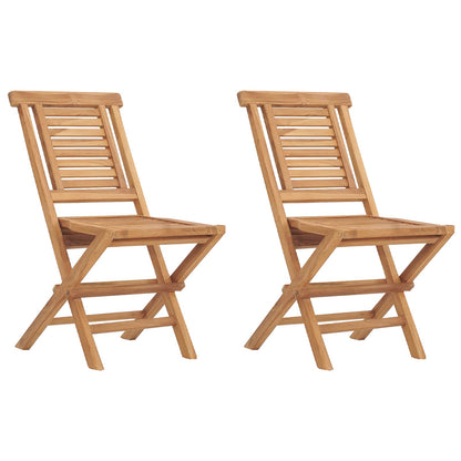 vidaXL 5 Piece Folding Garden Bistro Set Natural Solid Teak Wood