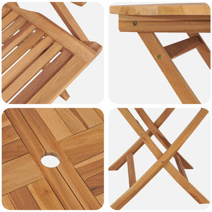 vidaXL 5 Piece Folding Garden Bistro Set Natural Solid Teak Wood