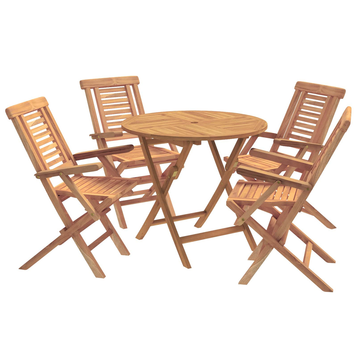 vidaXL 5 Piece Folding Garden Bistro Set Natural Solid Teak Wood