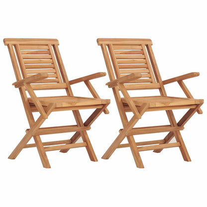 vidaXL 5 Piece Folding Garden Bistro Set Natural Solid Teak Wood
