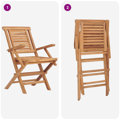 vidaXL 5 Piece Folding Garden Bistro Set Natural Solid Teak Wood