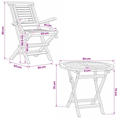 vidaXL 5 Piece Folding Garden Bistro Set Natural Solid Teak Wood