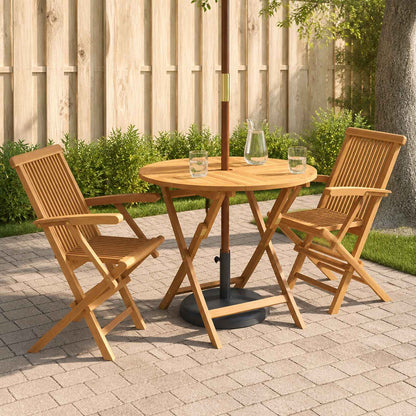 vidaXL 3 Piece Folding Garden Bistro Set Natural Solid Teak Wood