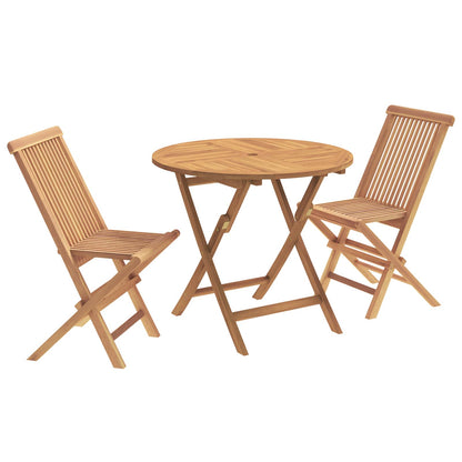 vidaXL 3 Piece Folding Garden Bistro Set Natural Solid Teak Wood