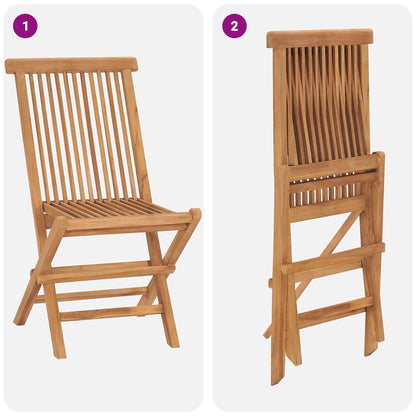 vidaXL 3 Piece Folding Garden Bistro Set Natural Solid Teak Wood