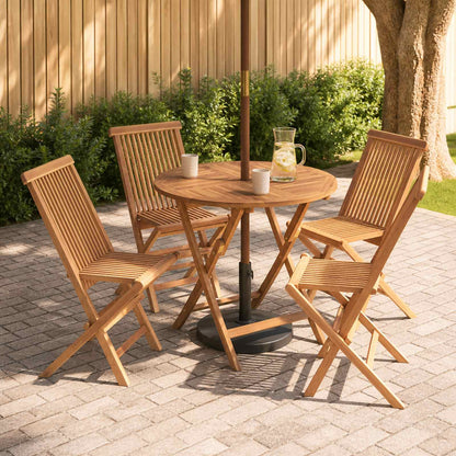 vidaXL 5 Piece Folding Garden Bistro Set Natural Solid Teak Wood