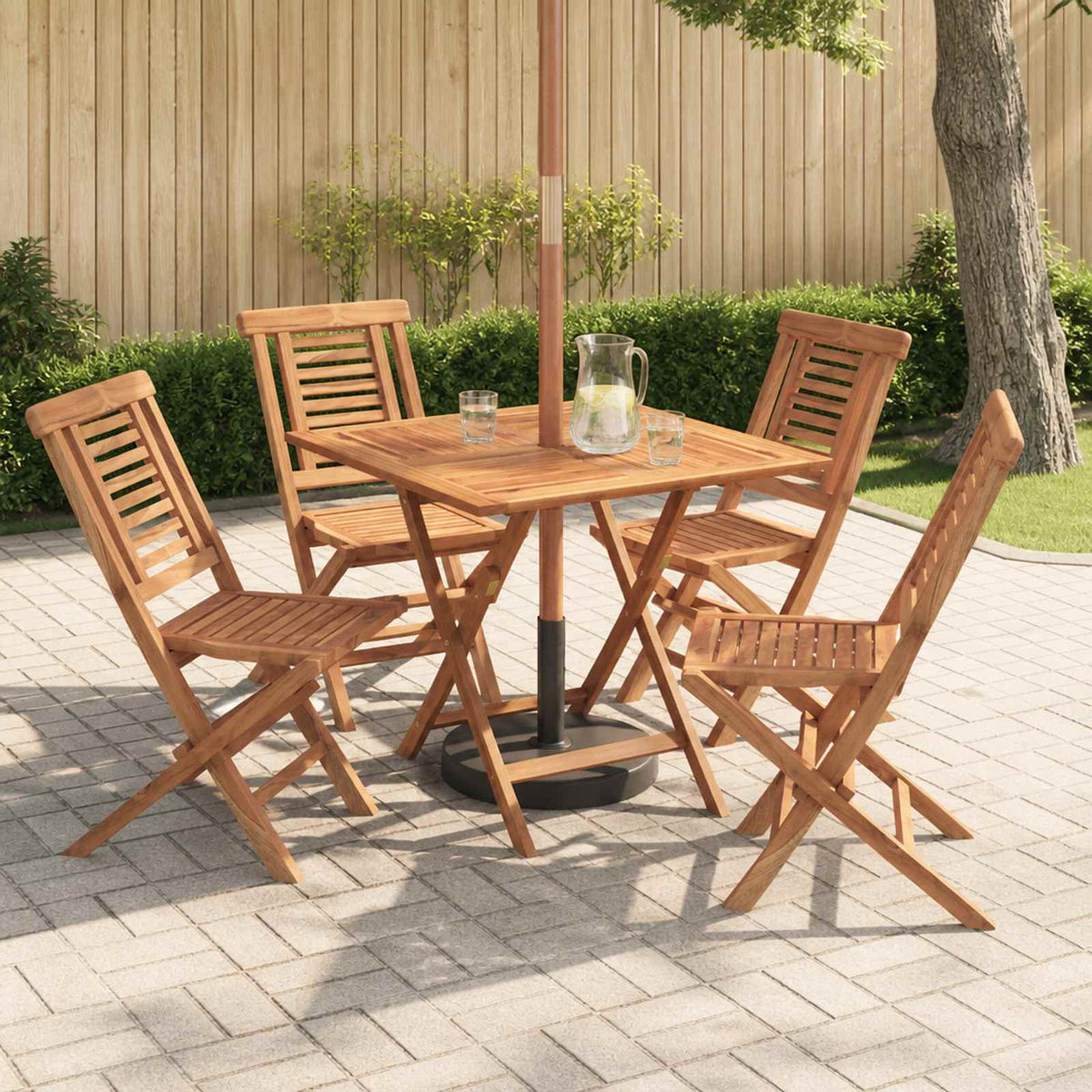 vidaXL 5 Piece Folding Garden Bistro Set Natural Solid Teak Wood