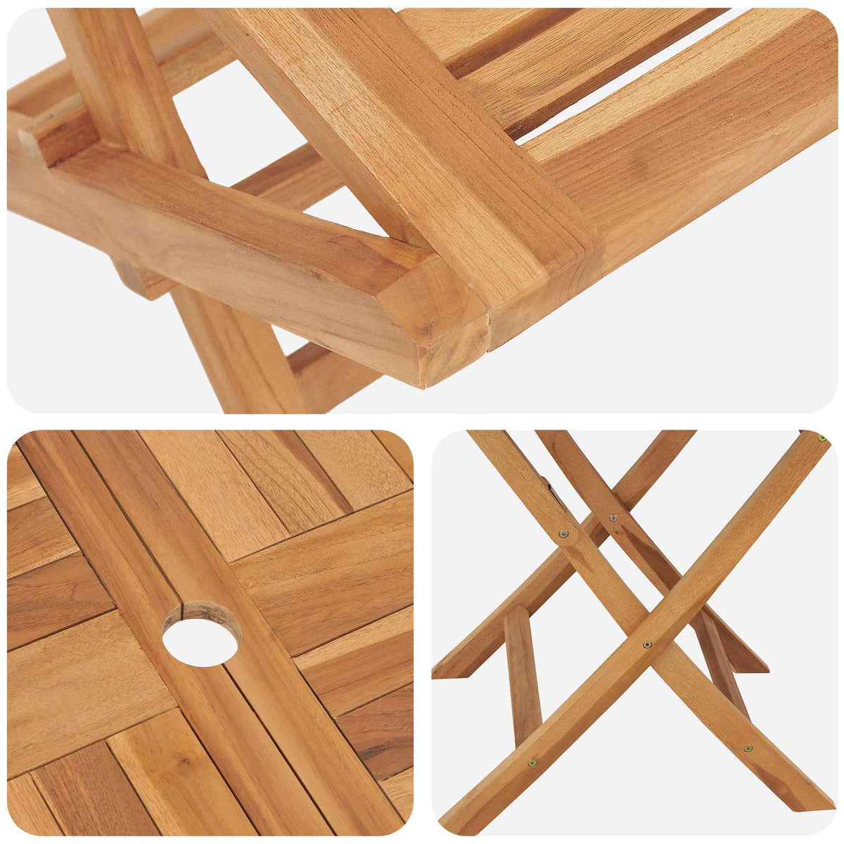 vidaXL 5 Piece Folding Garden Bistro Set Natural Solid Teak Wood