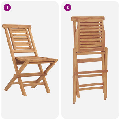 vidaXL 5 Piece Folding Garden Bistro Set Natural Solid Teak Wood
