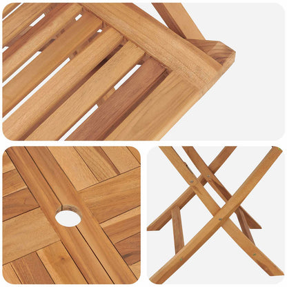 vidaXL 5 Piece Folding Garden Bistro Set Natural Solid Teak Wood