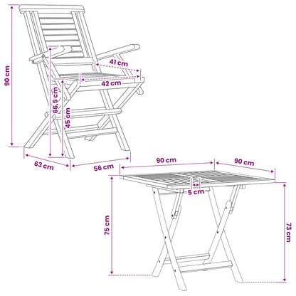 vidaXL 5 Piece Folding Garden Bistro Set Natural Solid Teak Wood