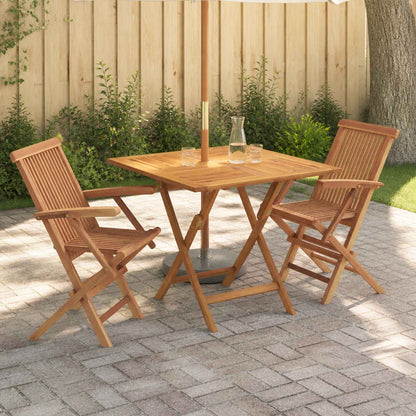 vidaXL 3 Piece Folding Garden Bistro Set 3 pcs Natural Solid Teak Wood