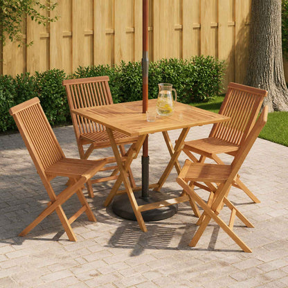 vidaXL 5 Piece Folding Garden Bistro Set Natural Solid Teak Wood