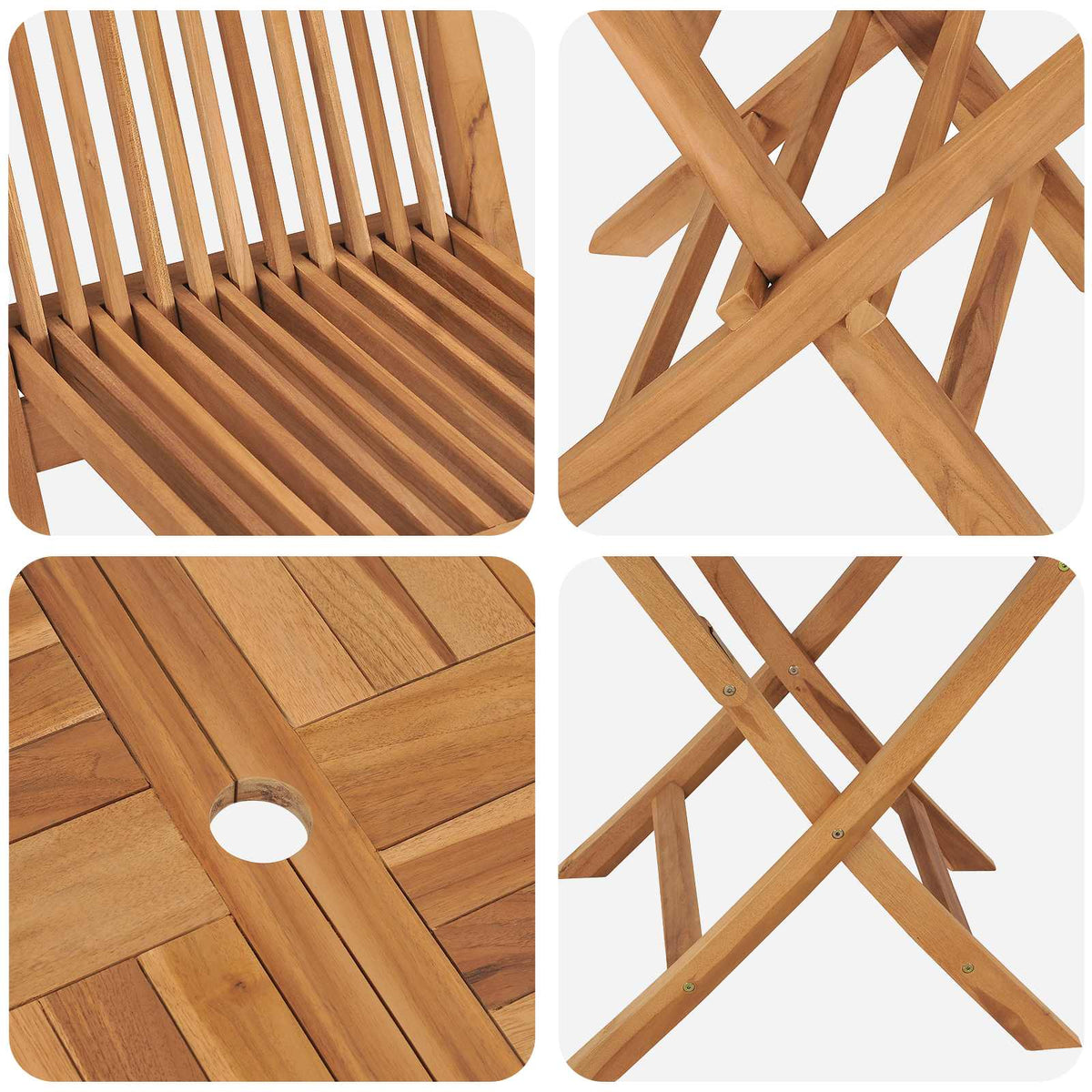 vidaXL 5 Piece Folding Garden Bistro Set Natural Solid Teak Wood