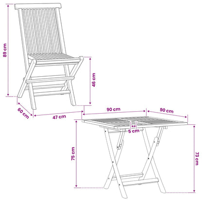 vidaXL 5 Piece Folding Garden Bistro Set Natural Solid Teak Wood