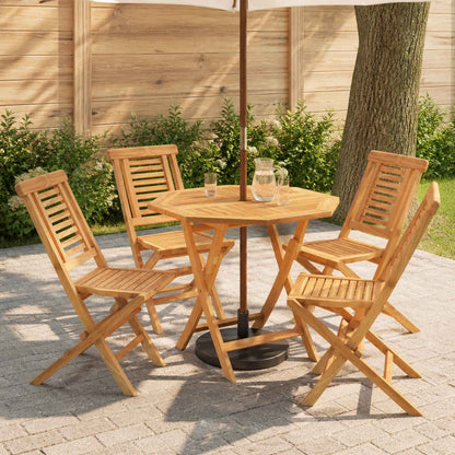 vidaXL 5 Piece Folding Garden Bistro Set Natural Solid Teak Wood