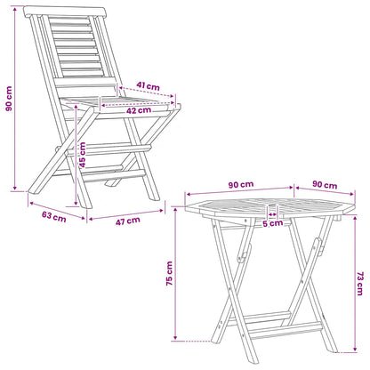 vidaXL 5 Piece Folding Garden Bistro Set Natural Solid Teak Wood