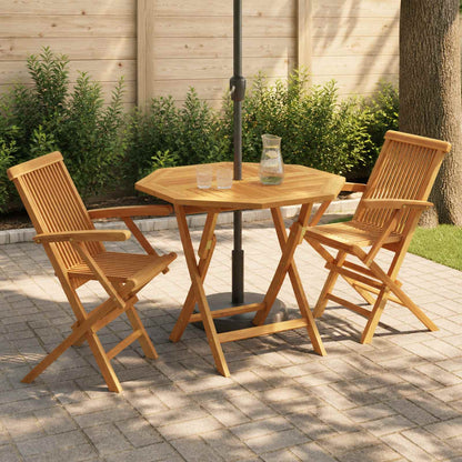 vidaXL 3 Piece Folding Garden Bistro Set 3 pcs Natural Solid Teak Wood