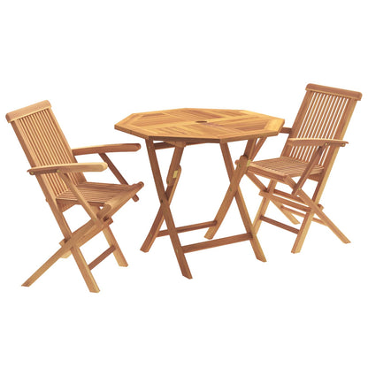 vidaXL 3 Piece Folding Garden Bistro Set 3 pcs Natural Solid Teak Wood