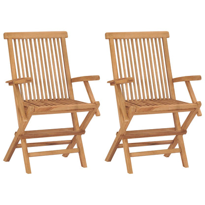 vidaXL 3 Piece Folding Garden Bistro Set 3 pcs Natural Solid Teak Wood