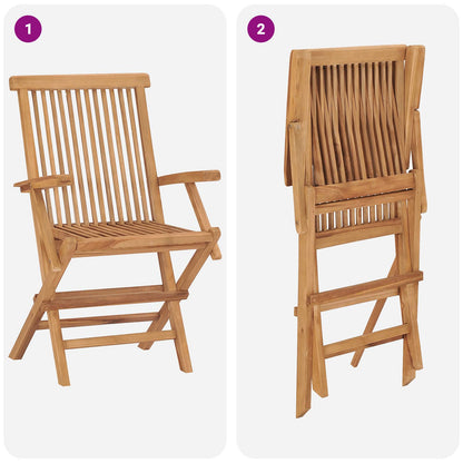 vidaXL 3 Piece Folding Garden Bistro Set 3 pcs Natural Solid Teak Wood