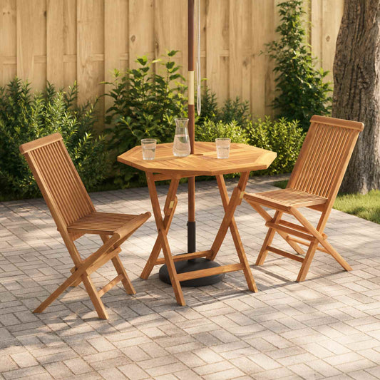 vidaXL 3 Piece Folding Garden Bistro Set Natural Solid Teak Wood