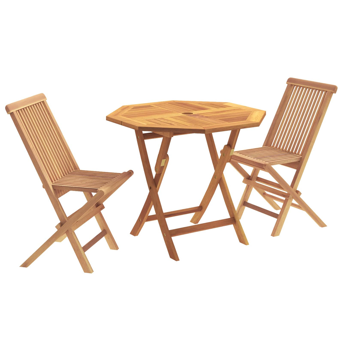 vidaXL 3 Piece Folding Garden Bistro Set Natural Solid Teak Wood