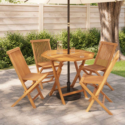vidaXL 5 Piece Folding Garden Bistro Set Natural Solid Teak Wood