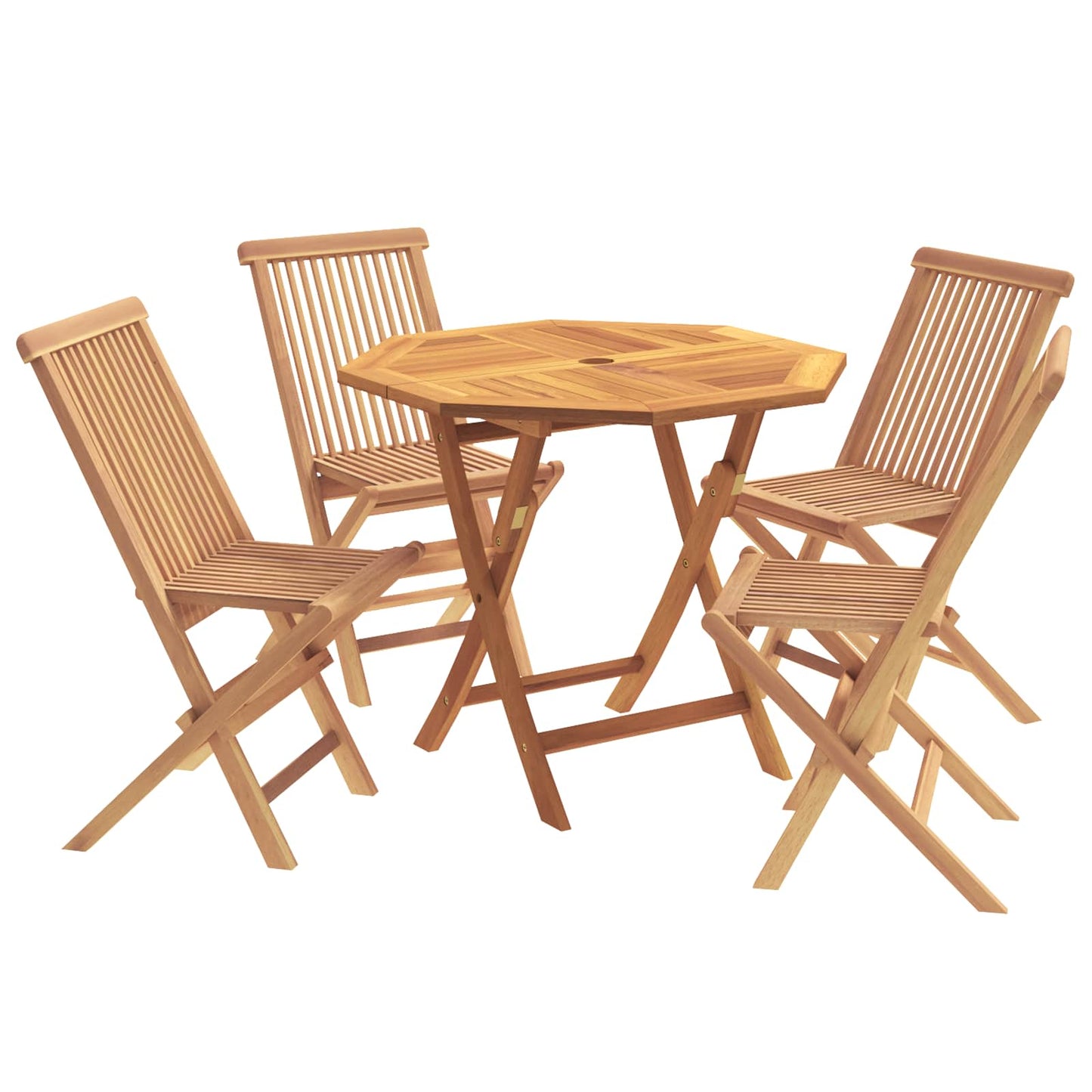 vidaXL 5 Piece Folding Garden Bistro Set Natural Solid Teak Wood