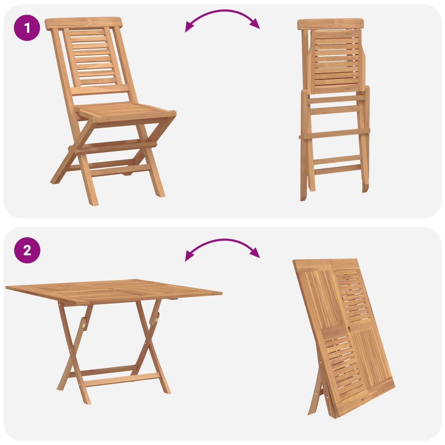 vidaXL Garden Set 5 pcs Brown Solid Teak Wood