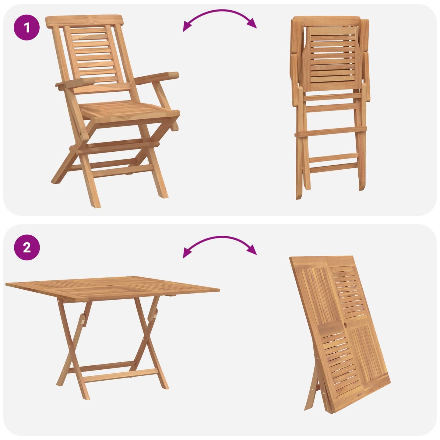 vidaXL Garden Set 5 pcs Brown Solid Teak Wood