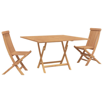 vidaXL Garden Bistro Set Folding 3 pcs Brown Soild Teak Wood