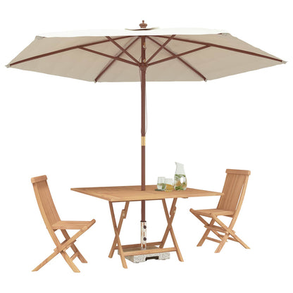 vidaXL Garden Bistro Set Folding 3 pcs Brown Soild Teak Wood