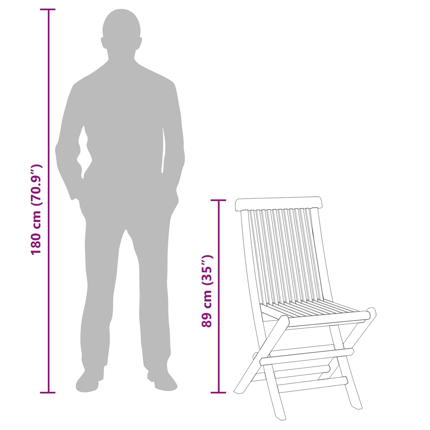 vidaXL Garden Bistro Set Folding 3 pcs Brown Soild Teak Wood